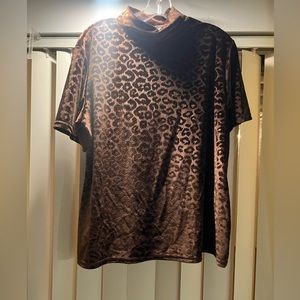 Brown leopard Jaipur size 1X polyester blouse